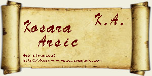 Kosara Arsić vizit kartica
